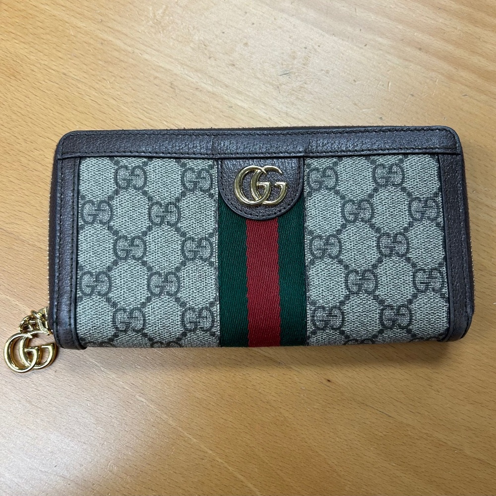 Gucci Ophidia GG Supreme Zip Around Wallet-Authentic!